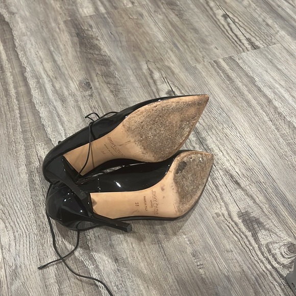 Jimmy Choo Vita 100 Lace Up Black Patent Leather Heels Shoes Pumps Size 38 - Picture 12 of 14